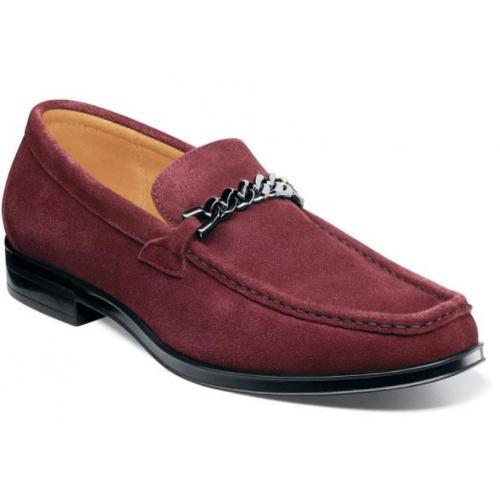 Stacy Adams "Norwood" Red Genuine Suede Leather Moc Toe Bit Slip On 25333-008.